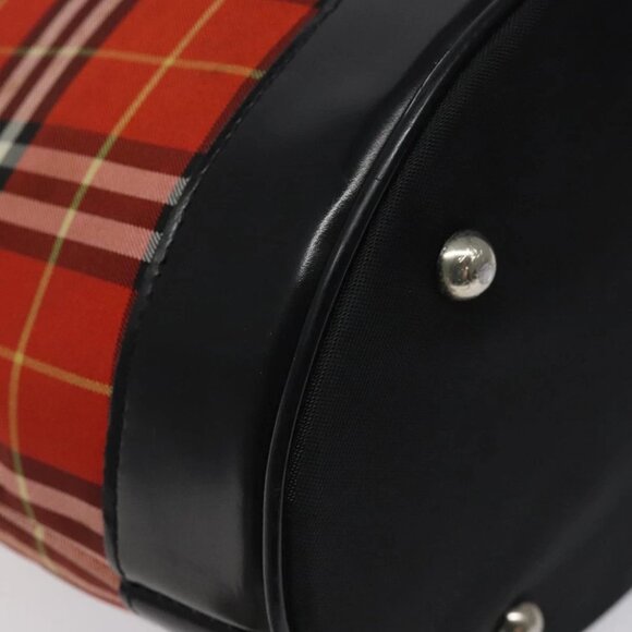 Burberrys Nova Check Blue Label Hand Bag Canvas Red Silver Auth 118022 - Picture 11 of 15